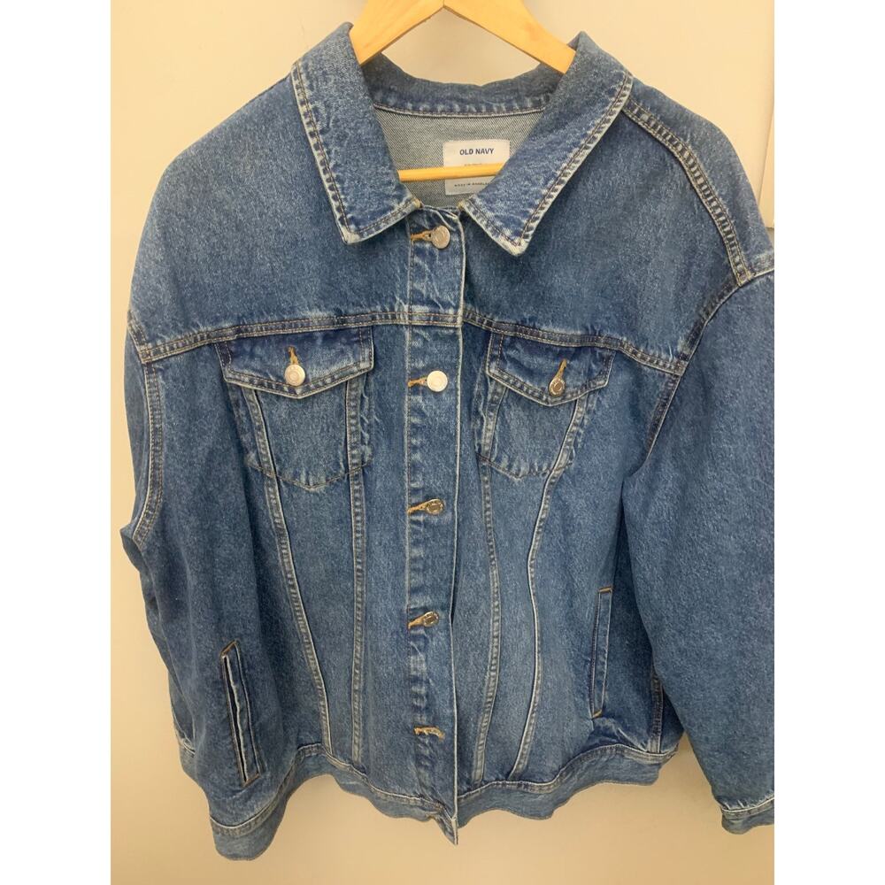 Old Navy Plus Size XXL Jean Jacket Blue Denim Relaxed Boyfriend Fit Coat